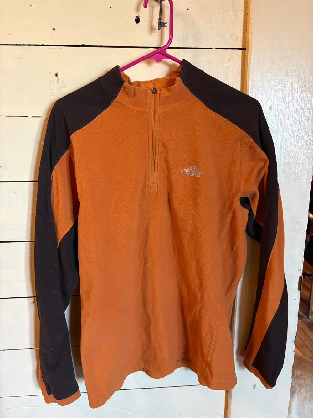 The North Face Rust Orange & Black Half-Zip Fleece Pullover